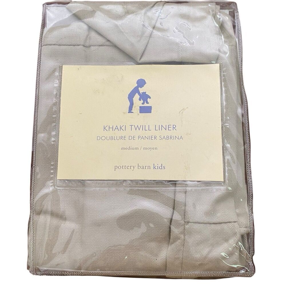 Pottery Barn Kids Khaki Twill Basket Liner Medium 100% Cotton New